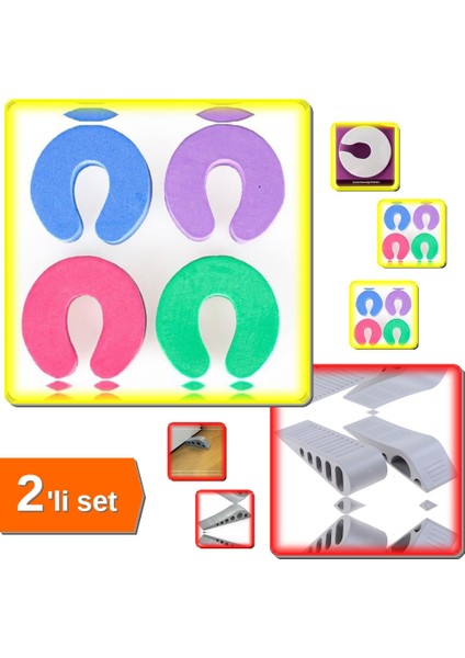 Kapı Durdurucu Sünger Stoper 4 Adet + Gri Kapı Altı Stoperi 2 Adet - 2li Set F3Q0W6