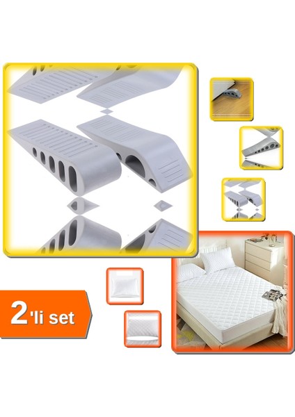 2 Adet Gri Kapı Altı Stoperi + Yastık Koruyucu Alez 50X70 cm - 2li Set C6B6W9