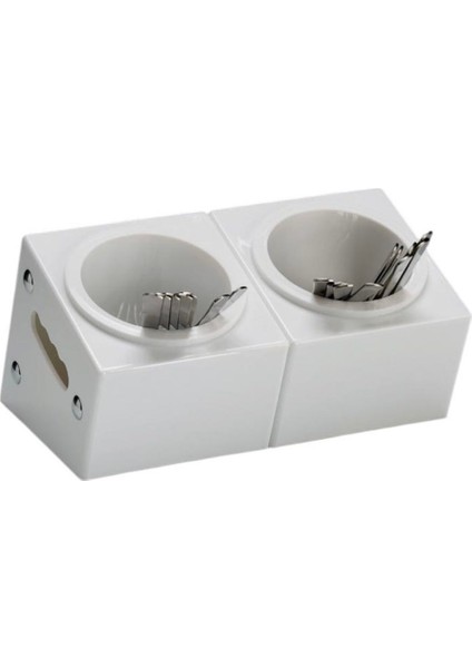 ZCP-341 Polikarbon Çatal Kaşık Standı, 2 Gözlü, 33X18X18 Cm, Beyaz