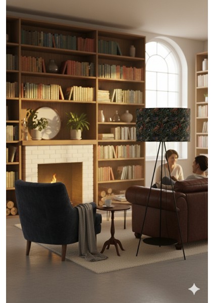 Gece Kuşları Desenli Dijital Baskılı Kumaş Lambader Başlığı ( Sadece Başlık ) fiyatları