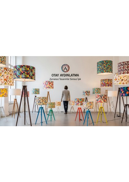 Gece Kuşları Desenli Dijital Baskılı Kumaş Lambader Başlığı ( Sadece Başlık ) fırsatları