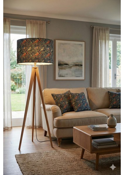 Gece Kuşları Desenli Dijital Baskılı Kumaş Lambader Başlığı ( Sadece Başlık ) indirimleri