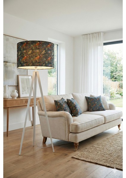 Gece Kuşları Desenli Dijital Baskılı Kumaş Lambader Başlığı ( Sadece Başlık )