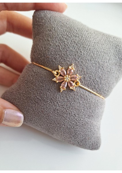Zirkon Taşlı Pembe Çiçek Bileklik indirimleri