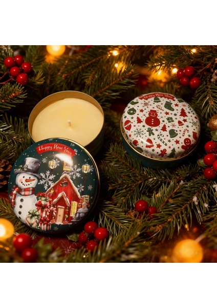 Yeni Yıl Temalı Mini Mum Seti 2'li – Hediyelik ve Dekoratif