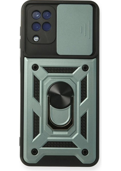 Samsung Galaxy A12 Kılıf Pars Lens Yüzüklü Silikon - Yeşil