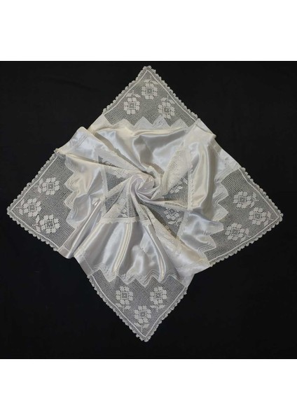 8 Köşeli El Işi Dantel Bohça 100 * 100 cm Boyutunda - 3 Tek Çiçek Model