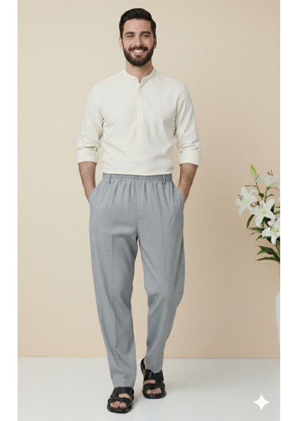 Online Collections Hac ve Umre için Şık Kesim, Rahat Kalıp Erkek Şalvar Pantolon Gri - L modelleri