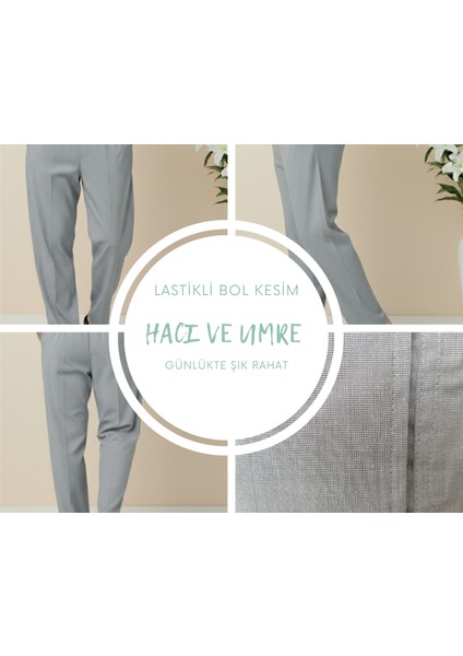 Online Collections Hac ve Umre için Şık Kesim, Rahat Kalıp Erkek Şalvar Pantolon Gri - L