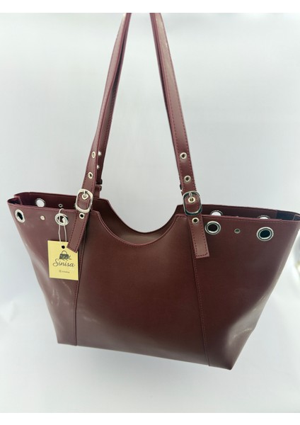 Kadın Halka ve Kemer Toka Detaylı Suni Deri El ve Omuz Çantası