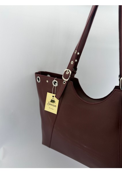 Kadın Halka ve Kemer Toka Detaylı Suni Deri El ve Omuz Çantası