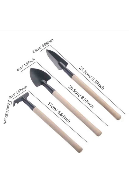 Mini Ahşap Saplı Saksı Çiçek Bahçe Bitki Hobi Seti 3 Parça indirimleri