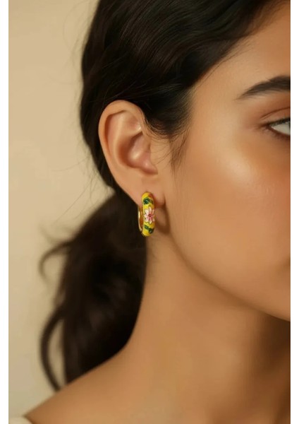 Çelik Sarı Mineli Küpe