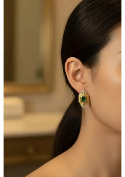 VIP Yeşil Taşlı Baget Küpe