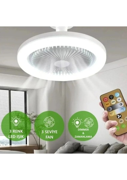 E27 Duy, 3 Mod LED Işık, 3 Fan Seviyesi, Sessiz Çalışma, Kumandalı Kolay Kurulum Tavan Pervanesi fiyatları