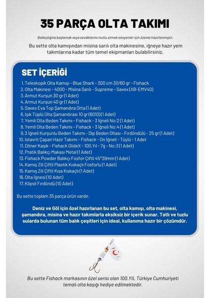 35 Parça Tam Takım Olta Seti - 300CM Kamış 30-60GR / 40'lık Makine - Tüm Deniz ve Göller Için fiyatları