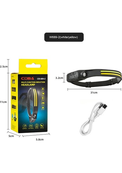 Sensörlü Far Cob LED Far Şarj Edilebilir Kafa Feneri 18650 Dahili Pil Açık Hava Balıkçılık Kamp Baş Feneri Fener (5224) AZ-522489GTA16548 fırsatları