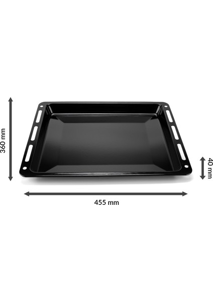 Ankastre Emaye Fırın Tepsisi 45,5X36,0X4CM Bosch Siemens Beko Arçelik Vestel Profilo Uyumlu Siyah Renk