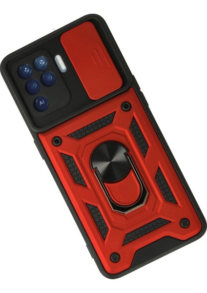 Oppo Reno 5 Lite Kılıf Pars Lens Yüzüklü Silikon - Kırmızı fiyatları