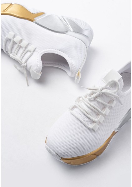 ZRİN-400 Premium Beyaz Bağcıklı Triko Renkli Taban Günlük Kadın Spor fırsatları