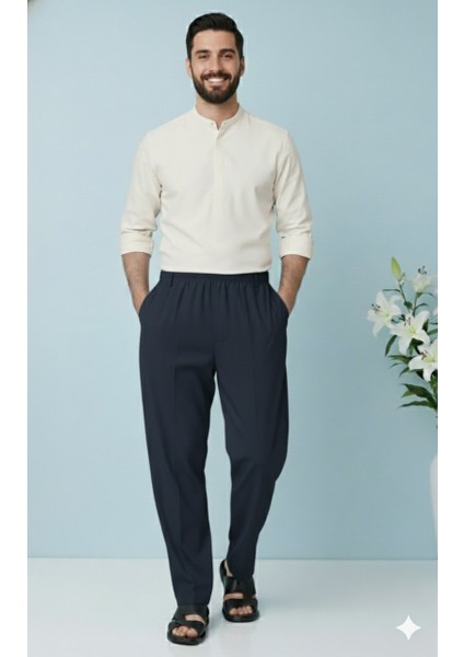 Online Collections Hac ve Umre için Şık Kesim, Rahat Kalıp Erkek Şalvar Pantolon Lacivert - M modelleri