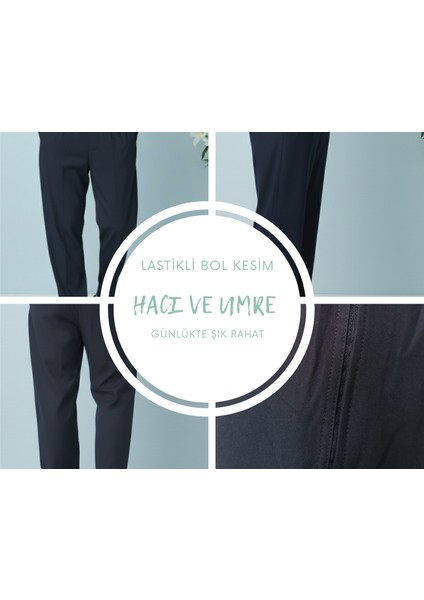 Online Collections Hac ve Umre için Şık Kesim, Rahat Kalıp Erkek Şalvar Pantolon Lacivert - M