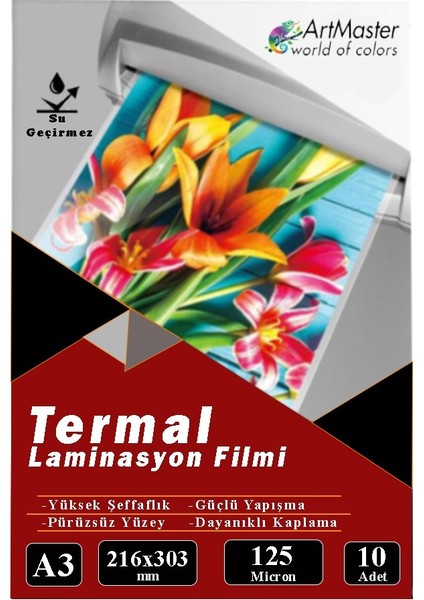 A3 Parlak Laminasyon Filmi 10 Lu 1 Paket 125 Mikron Pvc Kaplama Laminasyon Kaplama Poşeti 10 Adet