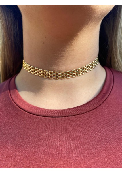 Altın Kaplama Choker Tasma Kolye