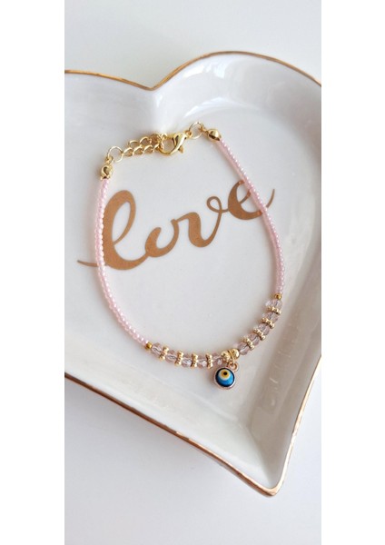 Hediyelik Nazar Boncuklu Bileklik - Açık Pembe