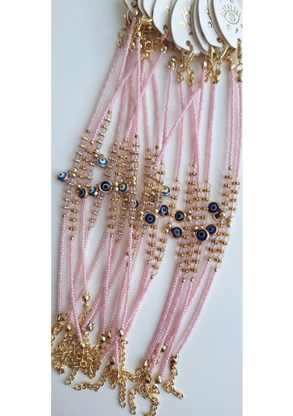 Hediyelik Nazar Boncuklu Bileklik - Açık Pembe modelleri