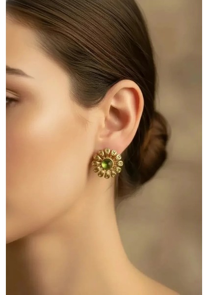 Çelik Çiçek Model Küpe