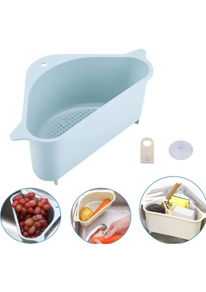 Süzgeçli Köşe Kenar Lavabo Süzgeci + Sürahi Şeklinde Pirinç Yıkama Süzgeci - 2li Set P6M0E4 fiyatları