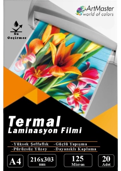 A4 Parlak Laminasyon Filmi 20 Li 1 Paket 125 Mikron Pvc Kaplama Laminasyon Kaplama Poşeti 20 Adet