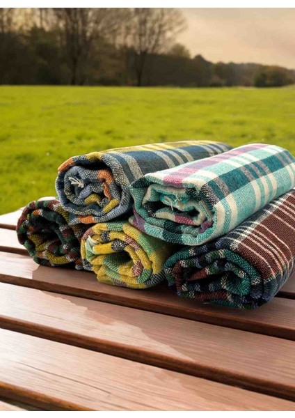 Kamp Piknik Masa Yer Örtüsü Ekose Pötikare Desenli Renkli 140*140 cm Masa Örtü 1 Adet