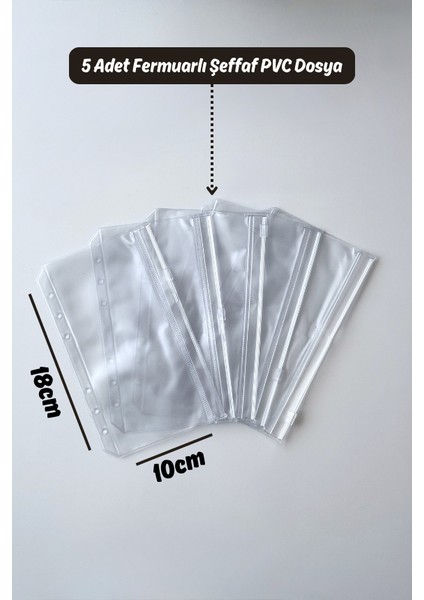 A6 Şeffaf 5'li Kilitli-Fermuarlı Pvc Dosya