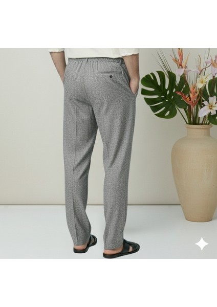 Online Collections Hacı ve Umre için Günlükte Şık Kesim Rahat Kalıp Erkek Şalvar Pantolon Desenli Gri - 2XL