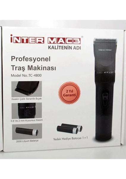 Inter Mac3 TC-4800 Yedek Bataryalı Profesyonel Saç Sakal Tıraş Makinesi modelleri