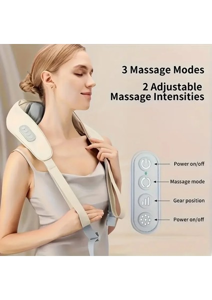 Şarjlı Ovmalı Isıtmalı Boyun Sırt-Bel Omuz Bacak Cihazı Insan Eli Yoğurma Hissi Veren Masaj