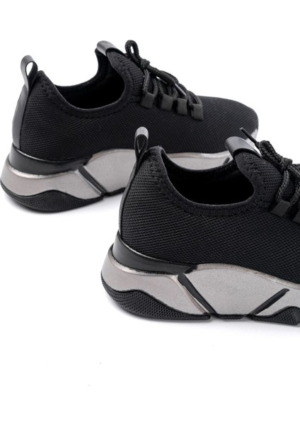 ZRİN-400 Premium Siyah Bağcıklı Triko Renkli Taban Kadın Sneaker fırsatları