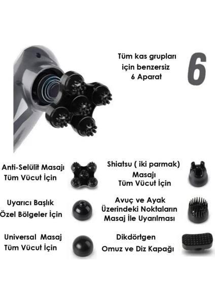 Magic Massager JY-2024B Masaj Aleti Boyun Sırt Bacak Kol Karın Bel 6 Başlıklı fırsatları
