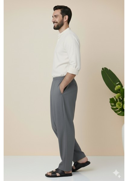 Online Hacı ve Umre Için Günlükte Şık Kesim Rahat Kalıp Erkek Şalvar Pantolon Füme - S fiyatları