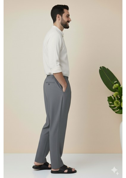 Online Hacı ve Umre Için Günlükte Şık Kesim Rahat Kalıp Erkek Şalvar Pantolon Füme - S modelleri