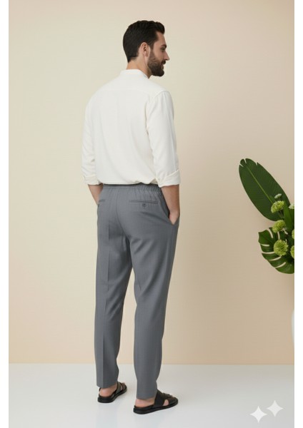 Online Hacı ve Umre Için Günlükte Şık Kesim Rahat Kalıp Erkek Şalvar Pantolon Füme - S fırsatları