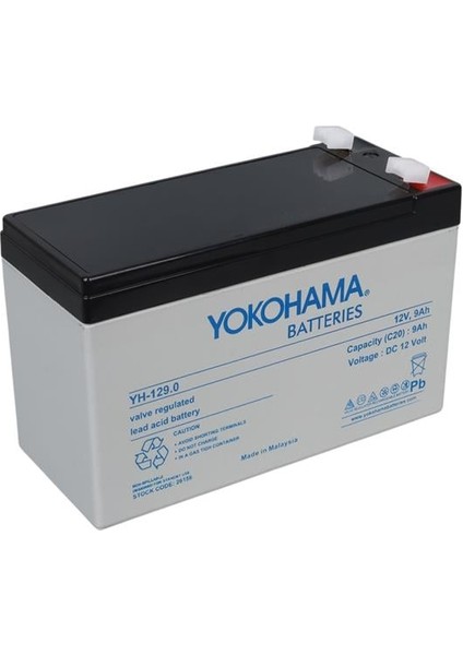 Yokohama YH-129.0 12 Volt - 9 Amper Akü (150X65X90 Mm)
