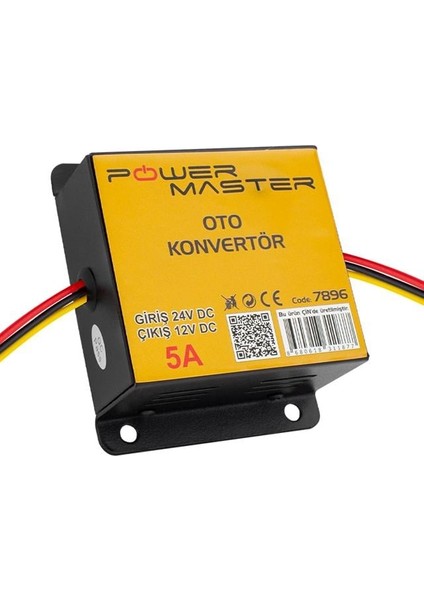 Powermaster PM-7896 24-12 Volt 5 Amper Oto Konvertör Voltaj Düşürücü