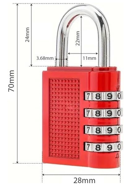 Powermaster PM-24698 Asma Güvenlik Kilidi Bavul Dolap Kilit 4 Basamaklı Haneli fiyatları