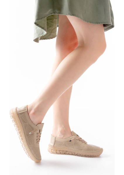 ZRİN-365 Bej Desenli Hakiki Deri Tam Ortopedik Comfort Spor Babet fiyatları