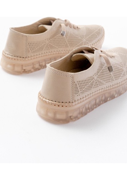 ZRİN-365 Bej Desenli Hakiki Deri Tam Ortopedik Comfort Spor Babet indirimleri