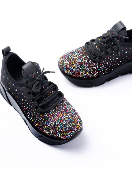 ZRİN-403 Premium Siyah Bağcıklı Fileli Multi Taşlı Kadın Sneaker fırsatları