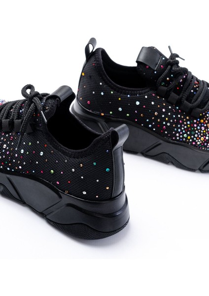 ZRİN-403 Premium Siyah Bağcıklı Fileli Multi Taşlı Kadın Sneaker indirimleri
